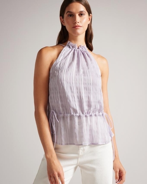 Hauts Ted Baker Drawstring Waist Halter Violette Femme | PIX-00211353